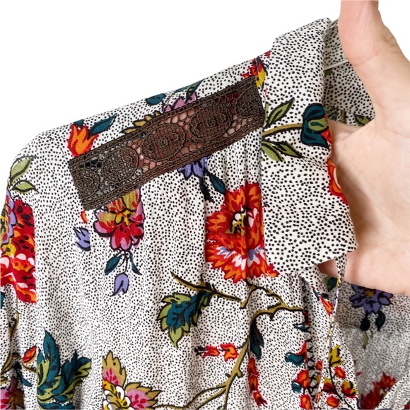 Anthropologie Maeve Janie Flounced Floral Lace Mesh Peasant Blouse Size 2 - Picture 4 of 8